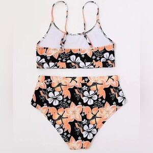 SHEIN Floral Bikini Set - Orange and Black